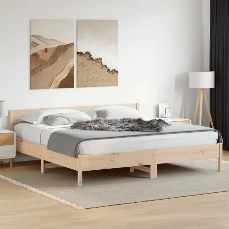 Massief Grenenhout Bedframe met multiplex lattenbodem voor uitstekende ondersteuning - Naturel / 180 x 200 cm - Bedden