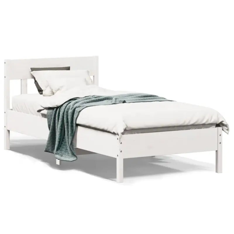 Massief Grenenhout Bedframe met Multiplex Lattenbodem voor Uitstekende Ondersteuning - Wit / 75 x 190 cm - Bedden &