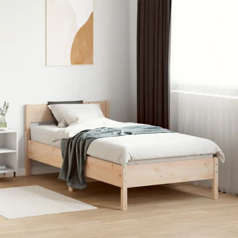 Massief Grenenhout Bedframe met multiplex lattenbodem voor uitstekende ondersteuning - Naturel / 90 x 190 cm - Bedden &