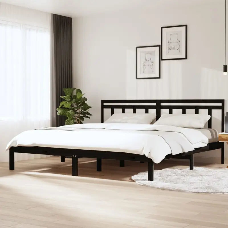 Massief Grenenhout Bedframe met Tijdloos Ontwerp voor Slaapkamers - Zwart / 200 x 200 cm - Bedden & bedframes