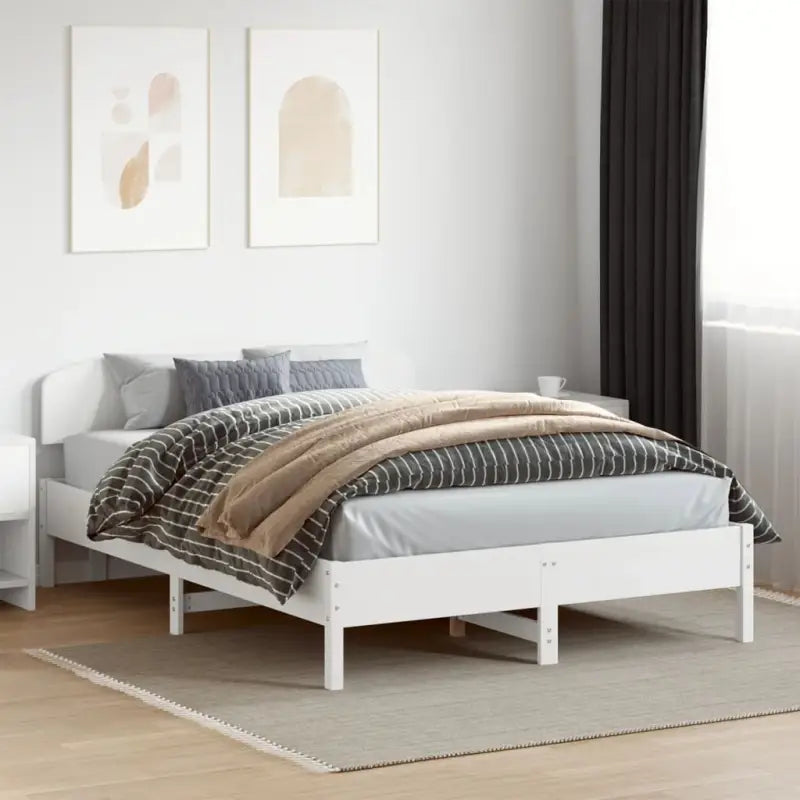 Massief Grenenhout Bedframe met Uitstekende Ondersteuning - Wit / 120 x 200 cm - Bedden & bedframes