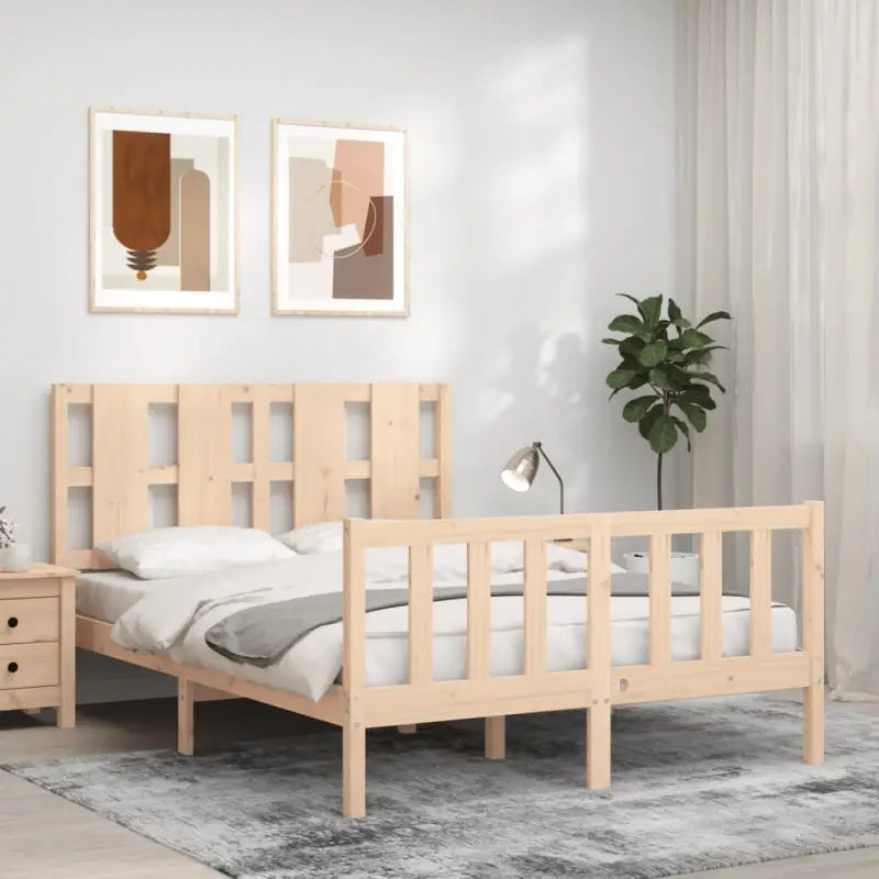 Massief grenenhout bedframe voor een comfortabele en natuurlijke slaapkamer - Naturel / 135 x 190 cm - Bedden &