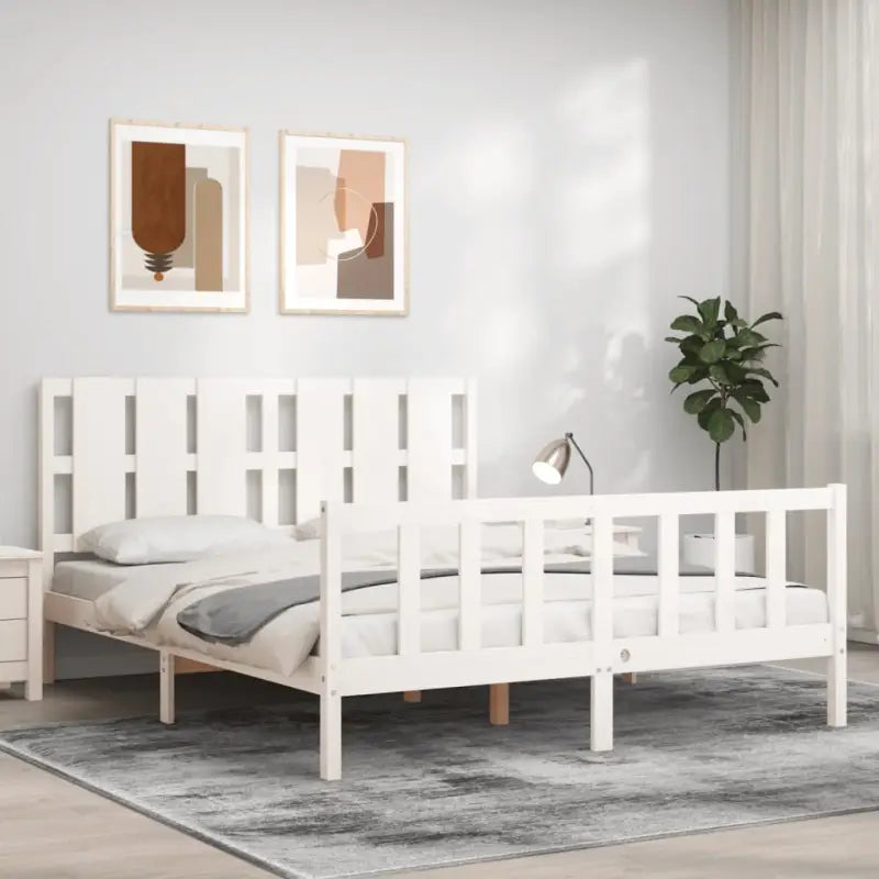 Massief grenenhout bedframe voor een comfortabele en natuurlijke slaapkamer - Wit / 160 x 200 cm - Bedden & bedframes