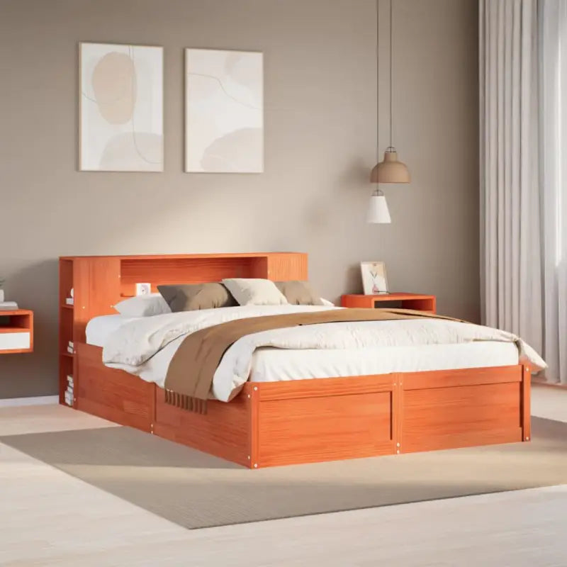 Massief grenenhout bedframe voor een goede nachtrust en decoratie - Wasbruin / 160 x 200 cm - Bedden & bedframes