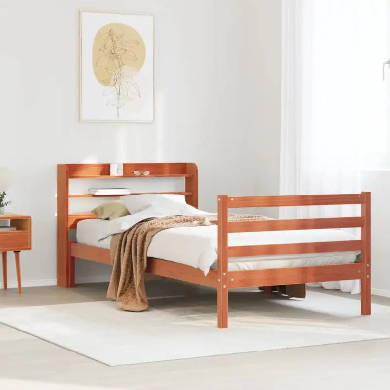 Massief grenenhout bedframe voor een goede nachtrust en natuurlijke uitstraling - Wasbruin / 100 x 200 cm - Bedden &