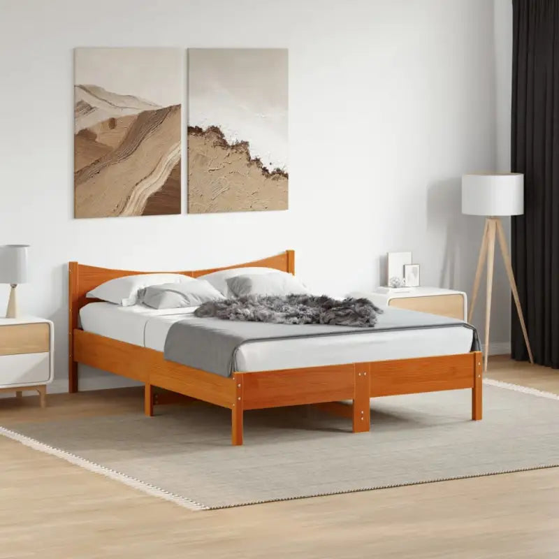 Massief grenenhout bedframe voor een moderne slaapkamer en uitstekende ondersteuning - Wasbruin / 120 x 200 cm - Bedden