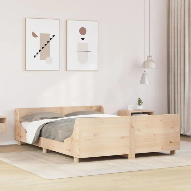 Massief grenenhout bedframe voor een moderne slaapkamer uitstraling - Naturel / 150 x 200 cm - Bedden & bedframes