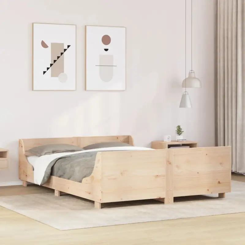 Massief grenenhout bedframe voor een moderne slaapkamer uitstraling - Naturel / 135 x 190 cm - Bedden & bedframes