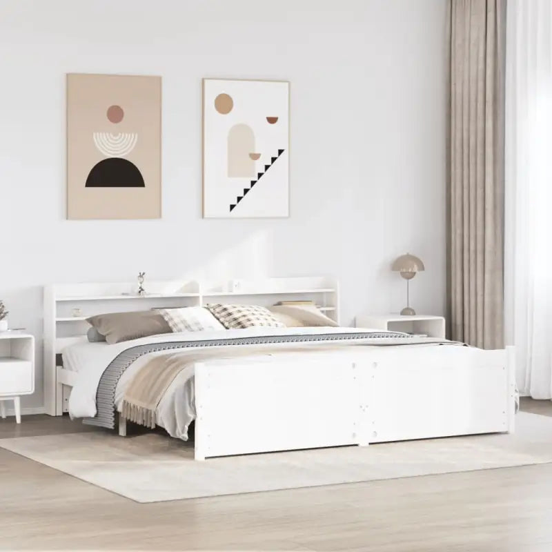 Massief Grenenhout Bedframe voor een Natuurlijke en Comfortabele Slaapplek - Wit / 200 x 200 cm - Bedden & bedframes