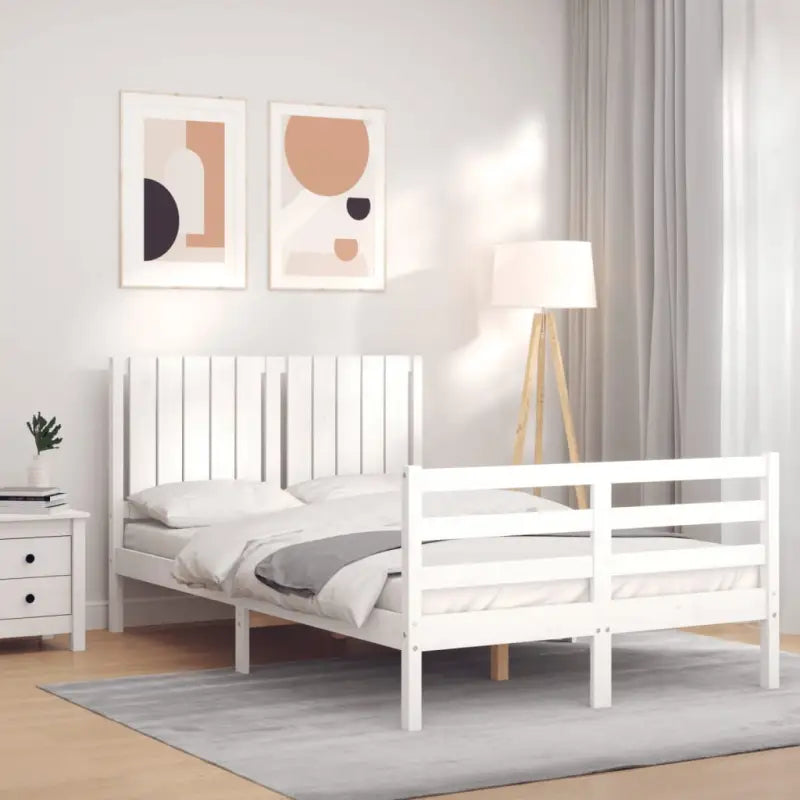 Massief Grenenhout Bedframe voor een Natuurlijke en Decoratieve Slaapruimte - Wit / 120 x 200 cm - Bedden & bedframes