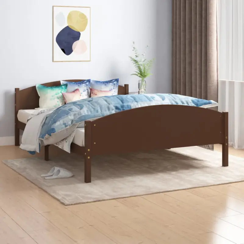 Massief grenenhout bedframe voor stevige en duurzame nachtrust - Donkerbruin / 160 x 200 cm - Bedden & bedframes