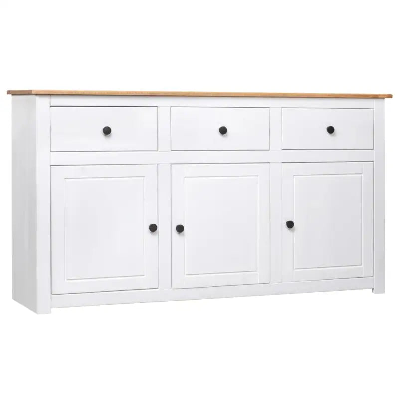 Massief grenenhout dressoir met 3 laden en opbergruimte - Wit / 1 - Dressoirs & buffetkasten