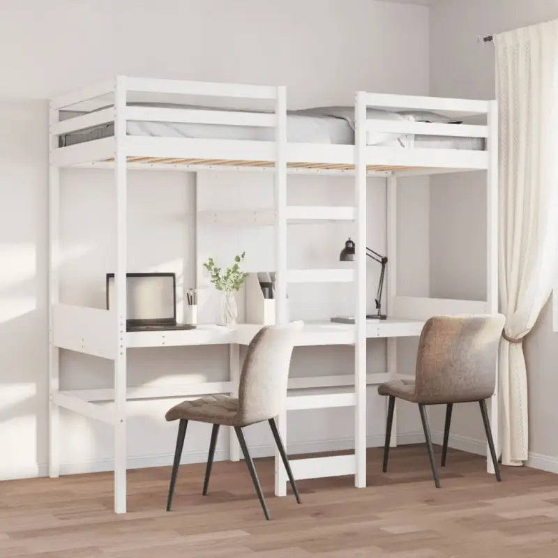 Massief Grenenhout Hoogslaper met Bureau Ideale Keuze voor Beperkte Ruimte - Bedden & bedframes