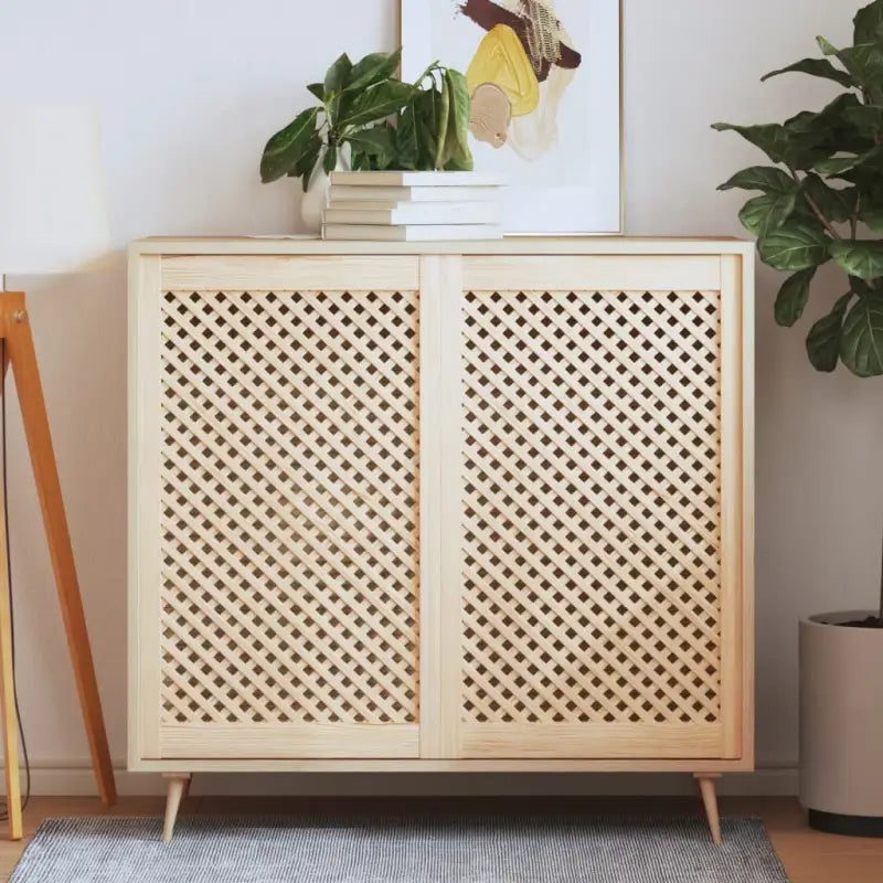 Massief Grenenhout houten kastdeuren met latwerk voor stijl en luchtstroom - 59.5 x 99 cm / 2 - Kastdeuren