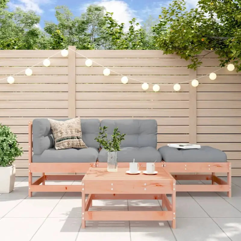 Massief Grenenhout Tuin Lounge Set met Voetenbank en Salontafel - Natuurlijk douglashout - Tuinsets