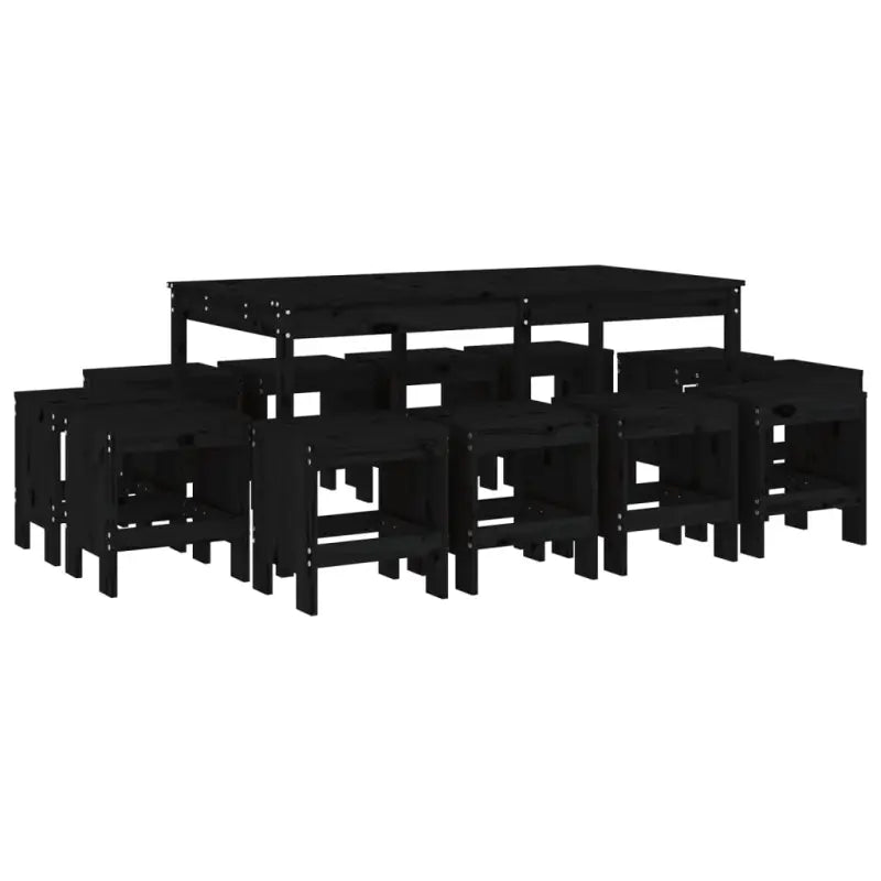 Massief Grenenhout Tuinset met Stevig Blad voor Buitenplezier - Zwart grenenhout - Tuinsets