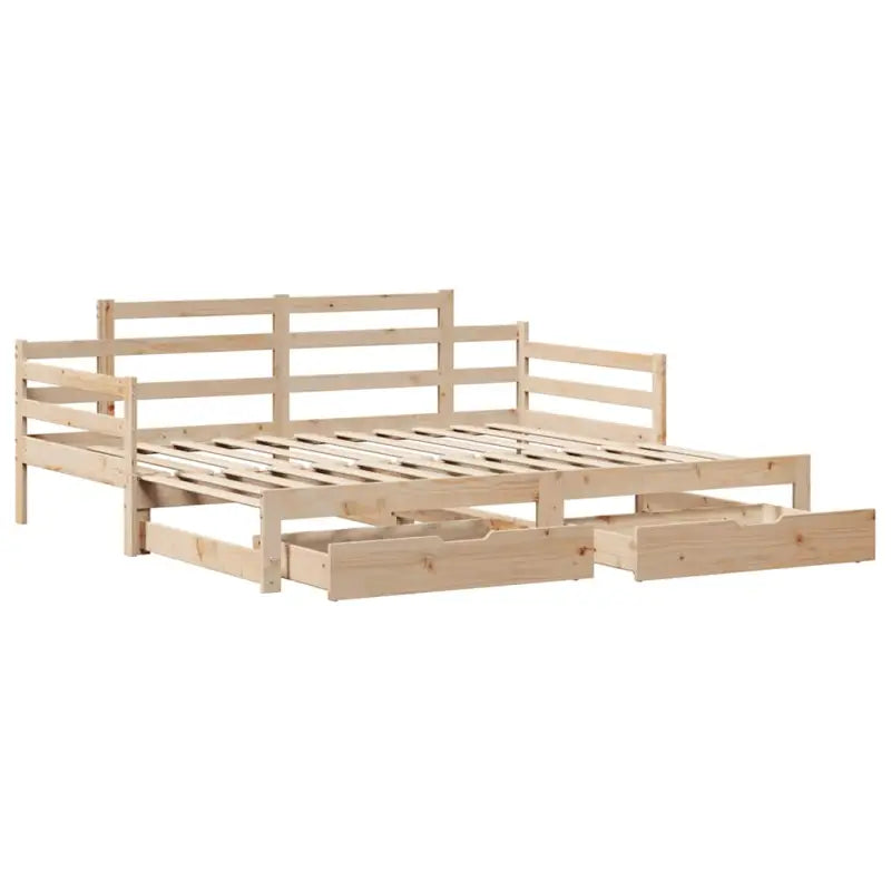 Massief Grenenhouten 2-in-1 slaapbank met onderschuifbed - Bedden & bedframes