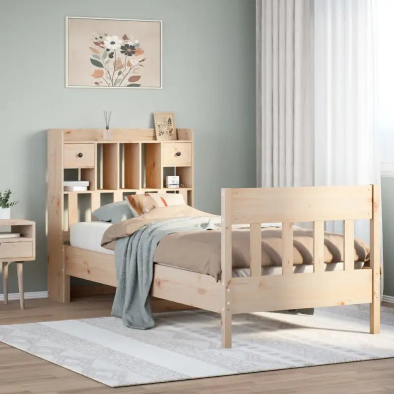 Massief Grenenhouten Bedframe met Extra Opbergruimte voor een Goede Nachtrust - Naturel / 90 x 190 cm - Bedden &