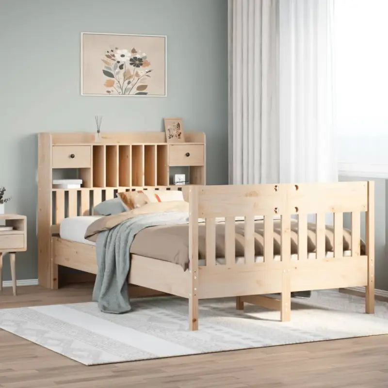Massief Grenenhouten Bedframe met Extra Opbergruimte voor een Goede Nachtrust - Naturel / 120 x 200 cm - Bedden &