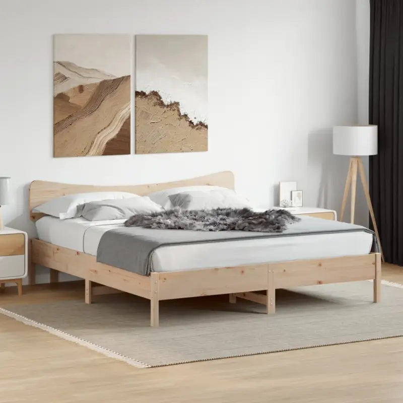 Massief grenenhouten bedframe met multiplex lattenbodem voor een goede nachtrust - Naturel / 200 x 200 cm - Bedden &
