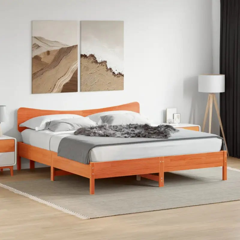 Massief grenenhouten bedframe met multiplex lattenbodem voor een goede nachtrust - Wasbruin / 180 x 200 cm - Bedden &