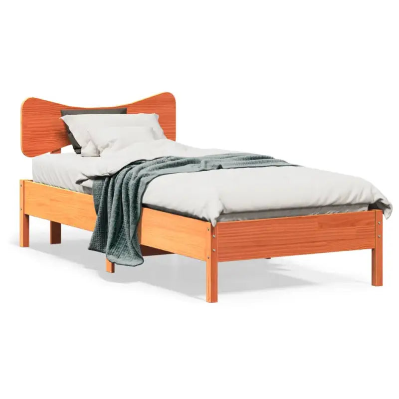 Massief grenenhouten bedframe met multiplex lattenbodem voor een goede nachtrust - Wasbruin / 90 x 200 cm - Bedden &
