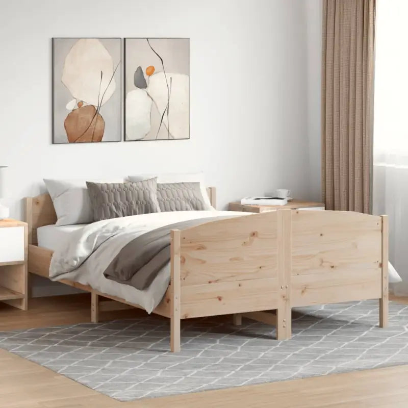 Massief Grenenhouten Bedframe met Multiplex Lattenbodem - Naturel / 135 x 190 cm - Bedden & bedframes
