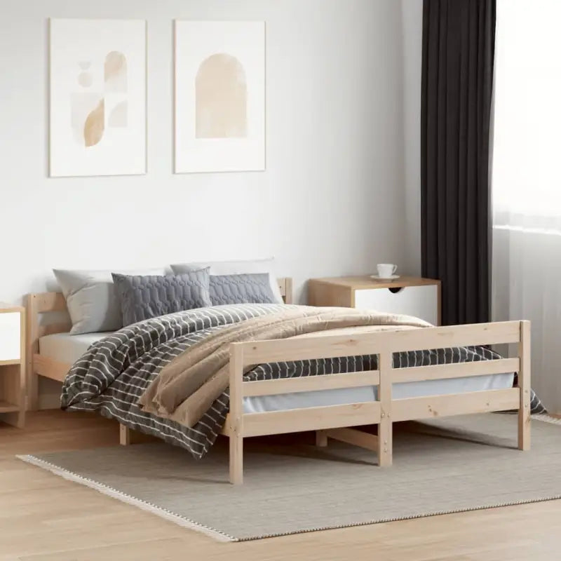 Massief grenenhouten bedframe met multiplex lattenbodem - Naturel / 140 x 200 cm - Bedden & bedframes