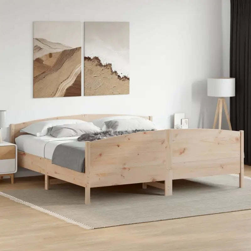 Massief Grenenhouten Bedframe met Multiplex Lattenbodem - Naturel / 200 x 200 cm - Bedden & bedframes
