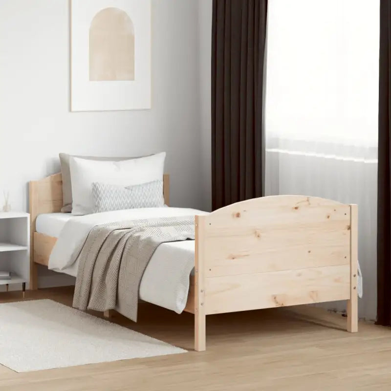 Massief Grenenhouten Bedframe met Multiplex Lattenbodem - Naturel / 90 x 190 cm - Bedden & bedframes