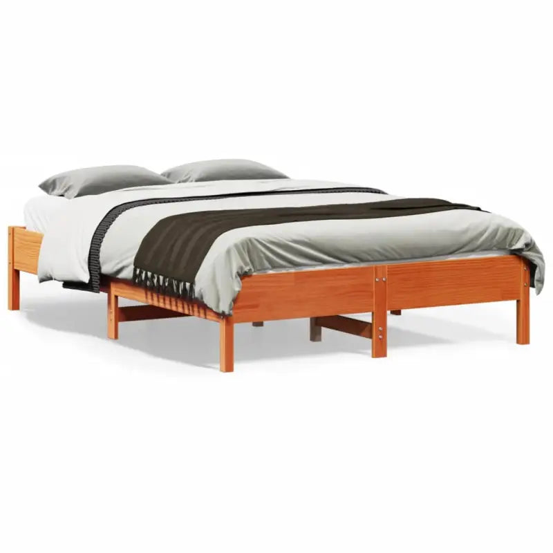 Massief Grenenhouten bedframe met multiplex lattenbodem voor optimale slaap - Bruin / 135 x 190 cm - Bedden & bedframes