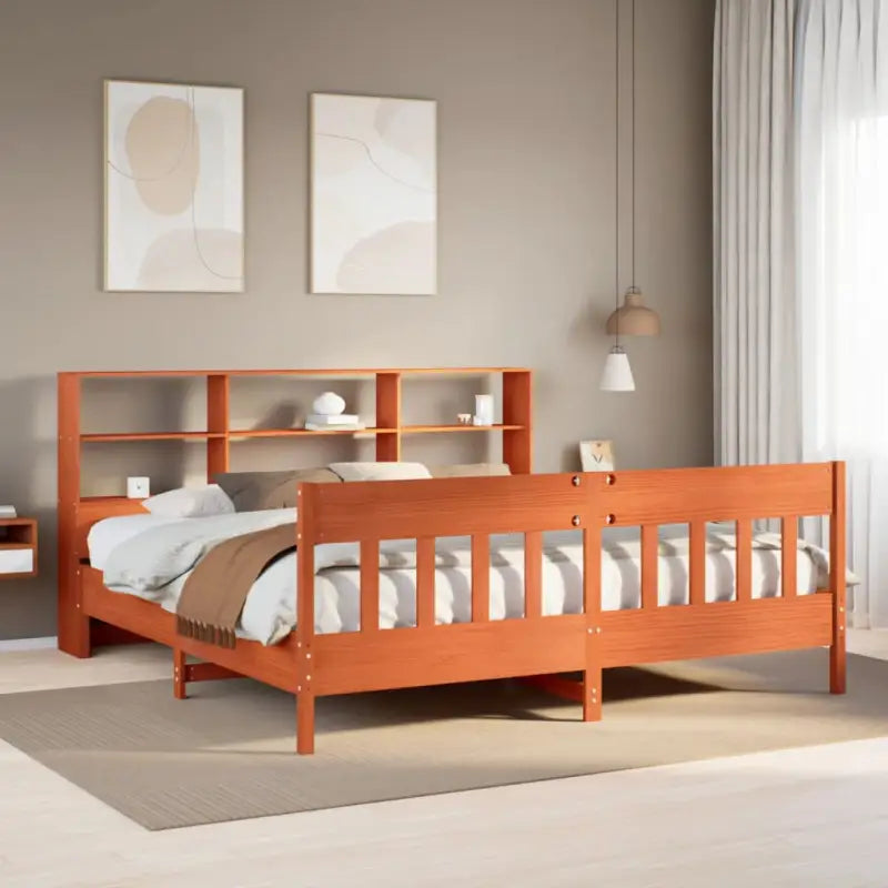 Massief grenenhouten bedframe met uitstekende ondersteuning voor een goede nachtrust - Wasbruin / 180 x 200 cm - Bedden