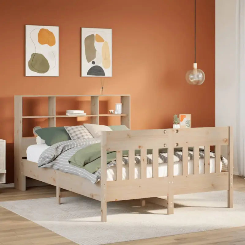 Massief grenenhouten bedframe met uitstekende ondersteuning voor een goede nachtrust - Naturel / 135 x 190 cm - Bedden