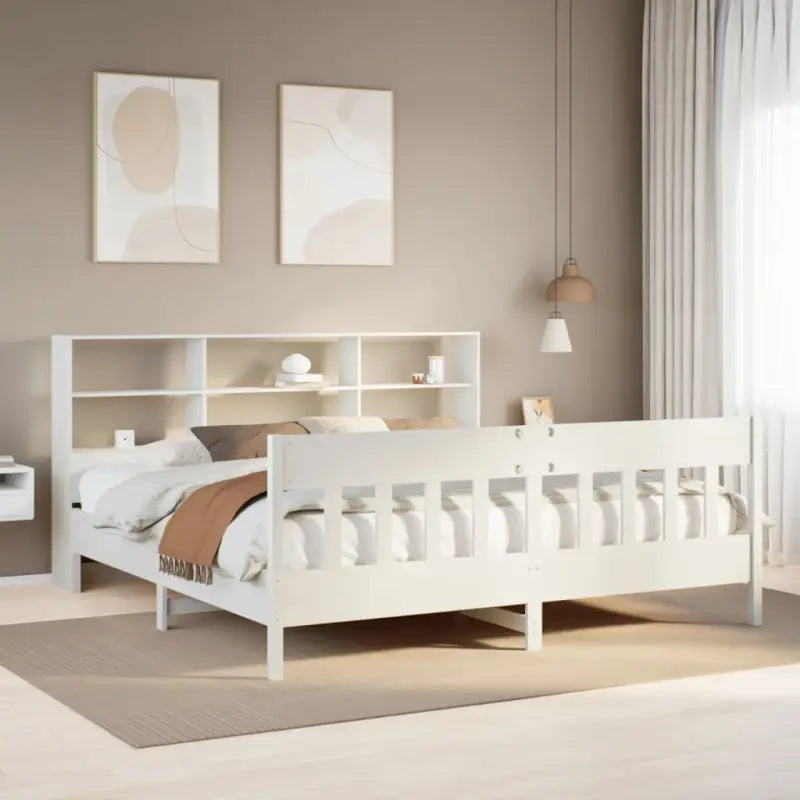 Massief grenenhouten bedframe met uitstekende ondersteuning voor een goede nachtrust - Wit / 180 x 200 cm - Bedden &