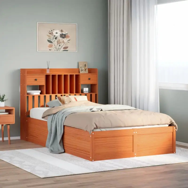 Massief Grenenhouten Bedframe voor Comfort en Natuurlijke Interieurstijl - Wasbruin / 135 x 190 cm - Bedden & bedframes