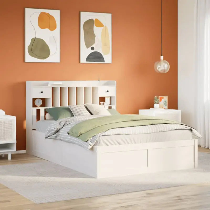 Massief Grenenhouten Bedframe voor Comfort en Natuurlijke Interieurstijl - Wit / 150 x 200 cm - Bedden & bedframes