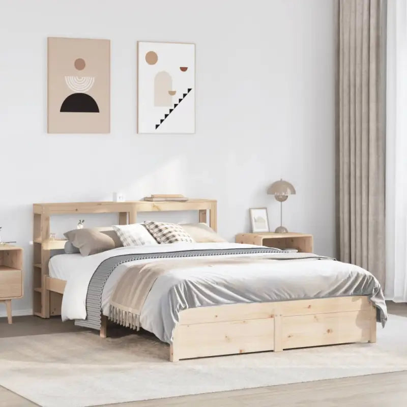 Massief Grenenhouten Bedframe voor een Comfortabele en Decoratieve Slaapruimte - Bruin / 150 x 200 cm - Bedden &