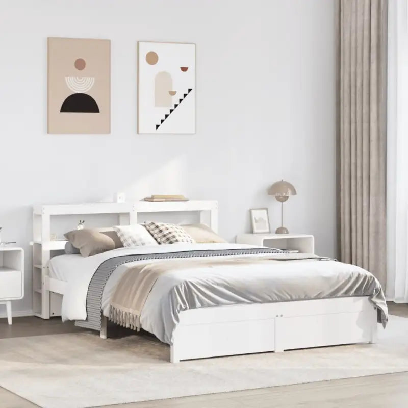 Massief Grenenhouten Bedframe voor een Comfortabele en Decoratieve Slaapruimte - Wit / 160 x 200 cm - Bedden & bedframes