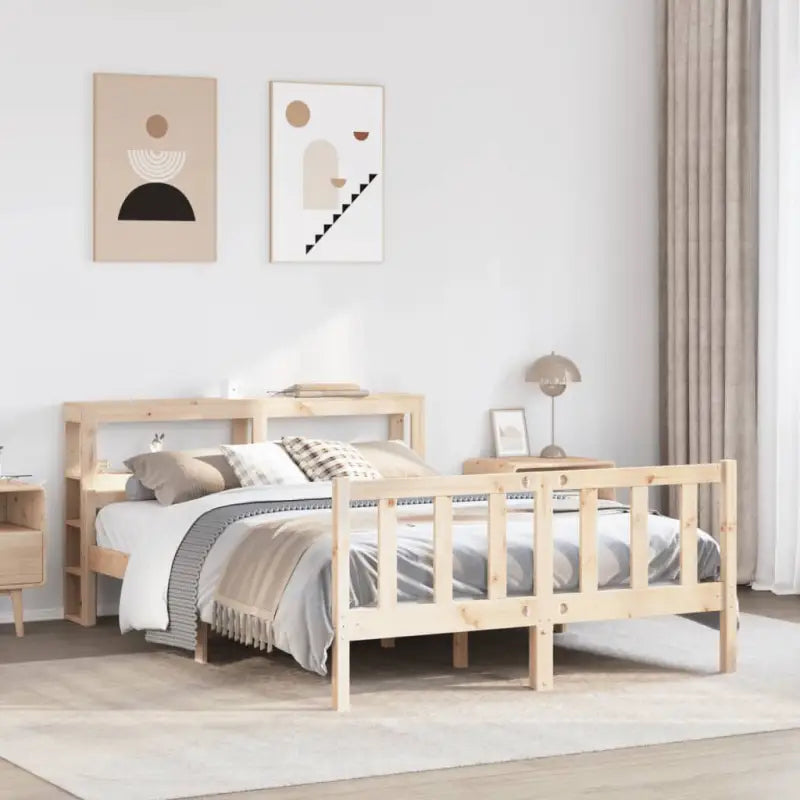 Massief Grenenhouten Bedframe voor een Gezellige en Natuurlijke Slaapruimte - Naturel / 120 x 190 cm - Bedden &