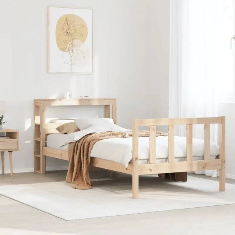 Massief Grenenhouten Bedframe voor een Gezellige en Natuurlijke Slaapruimte - Naturel / 75 x 190 cm - Bedden & bedframes