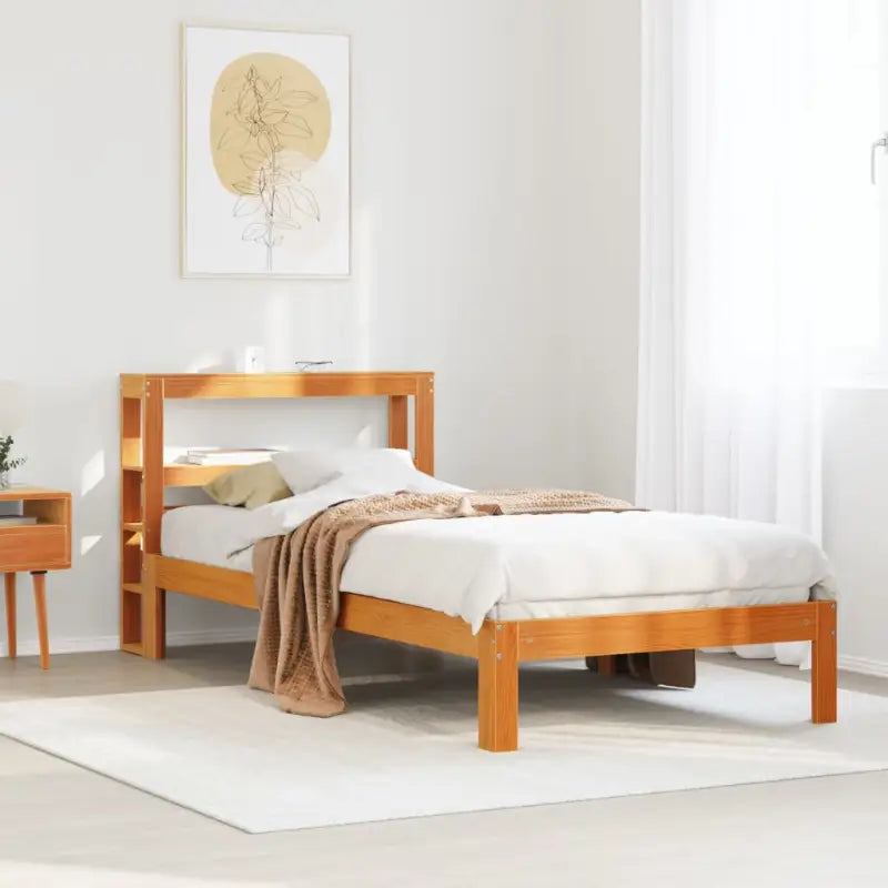 Massief Grenenhouten Bedframe voor een Natuurlijk en Comfortabel Slaapplekje - Wasbruin / 100 x 200 cm - Bedden &