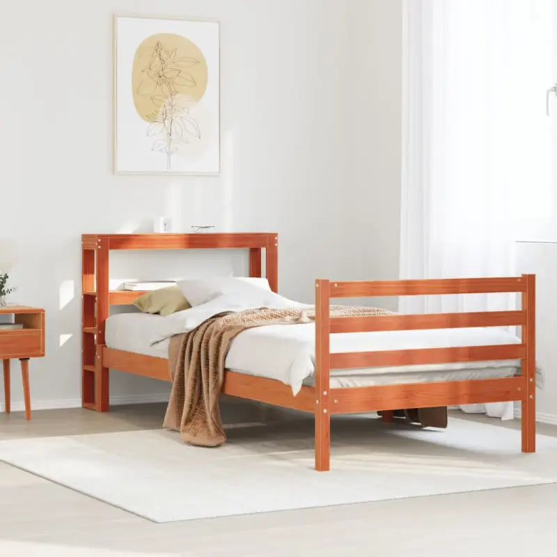 Massief grenenhouten bedframe voor een natuurlijke en comfortabele slaapkamer - Wasbruin / 75 x 190 cm - Bedden &