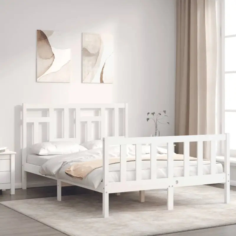 Massief Grenenhouten Bedframe voor een Natuurlijke en Comfortabele Slaapruimte - Wit / 120 x 200 cm - Bedden & bedframes