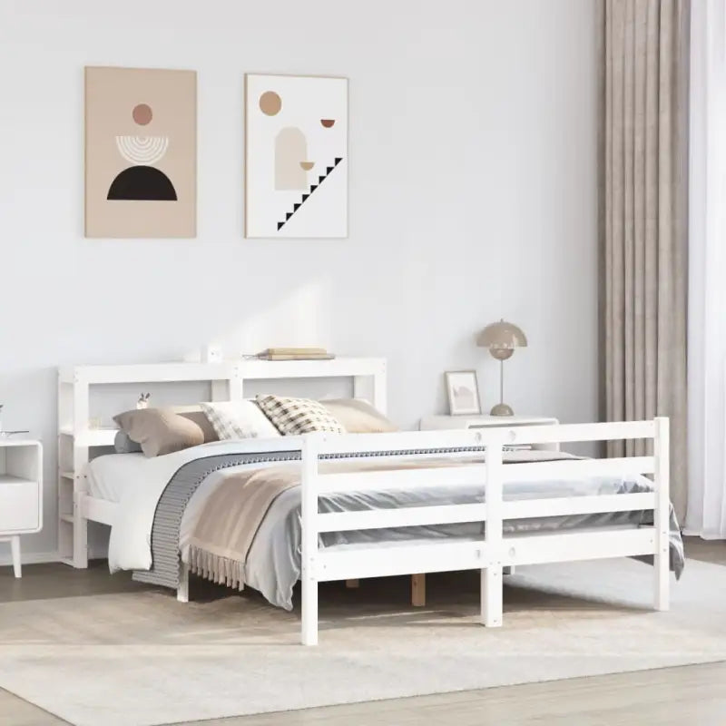 Massief grenenhouten bedframe voor een natuurlijke en comfortabele slaapkamer - Wit / 160 x 200 cm - Bedden & bedframes