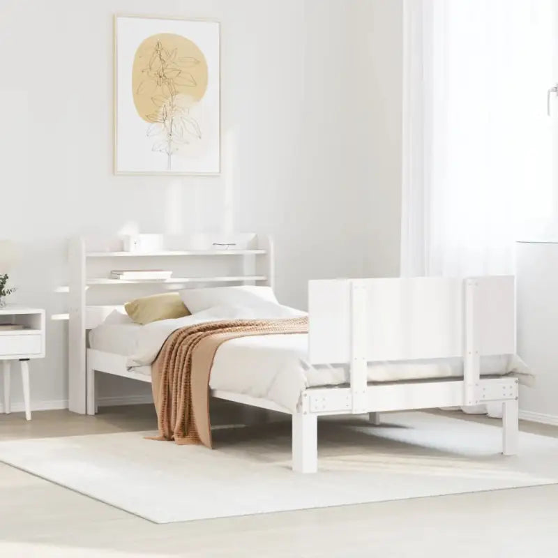 Massief Grenenhouten Bedframe voor een Natuurlijke en Decoratieve Slaapkamer - Wit / 90 x 200 cm - Bedden & bedframes