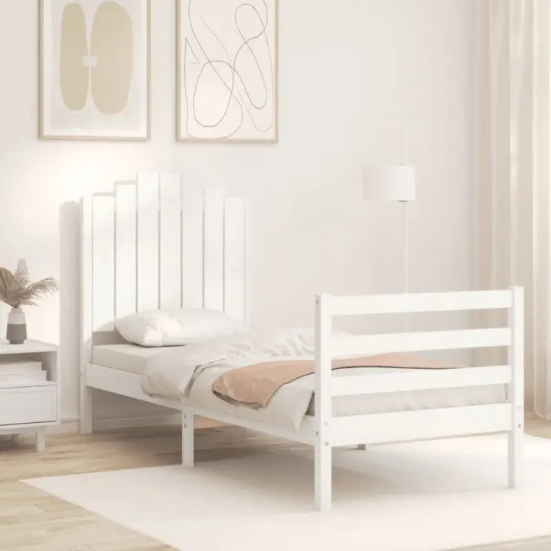 Massief Grenenhouten Bedframe voor een Natuurlijke en Decoratieve Slaapkamer - Wit / 75 x 190 cm - Bedden & bedframes