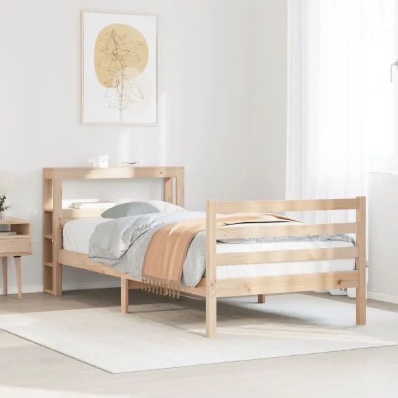 Massief Grenenhouten Bedframe voor een Natuurlijke en Decoratieve Slaapruimte - Naturel / 100 x 200 cm - Bedden &