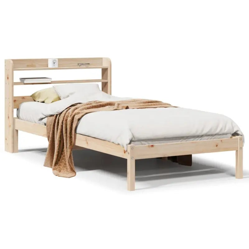 Massief Grenenhouten Bedframe voor een Natuurlijke en Decoratieve Slaapruimte - Naturel / 75 x 190 cm - Bedden &