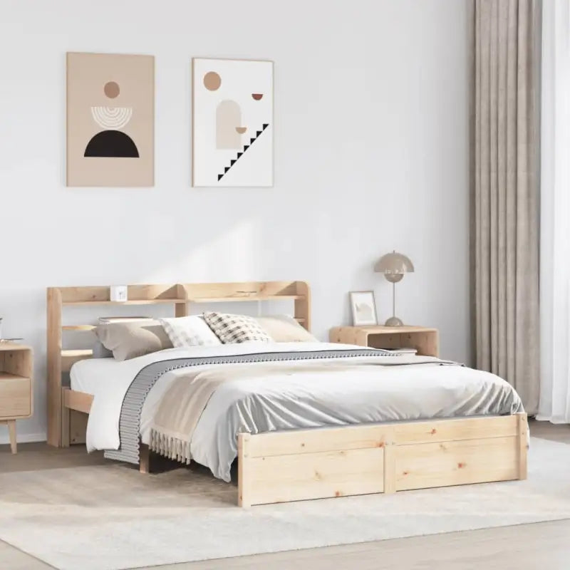 Massief Grenenhouten bedframe voor een natuurlijke en praktische uitstraling - Bruin / 150 x 200 cm - Bedden & bedframes