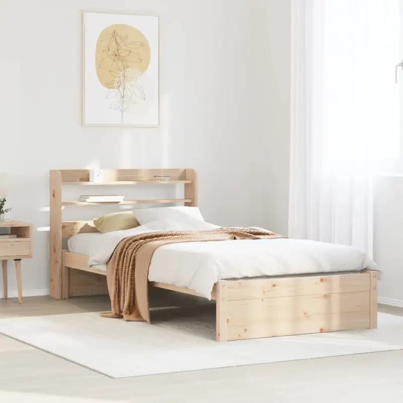 Massief Grenenhouten bedframe voor een natuurlijke en praktische uitstraling - Bruin / 100 x 200 cm - Bedden & bedframes
